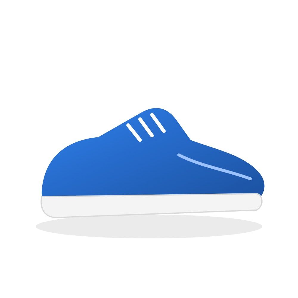 A plain product photo of a blue running sneaker on white